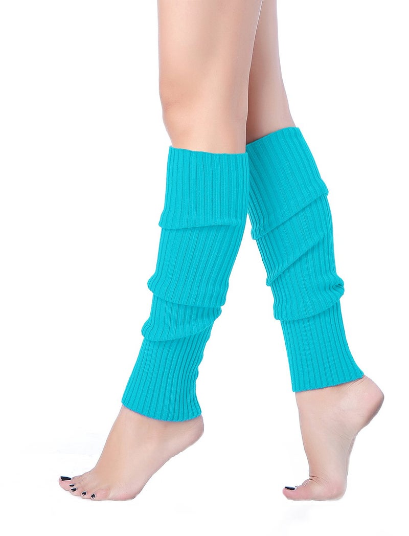 v28 Women 80s Party Warm Costume Marathon Knit Long Socks Leg Warmers (46Lablue) - Image 1